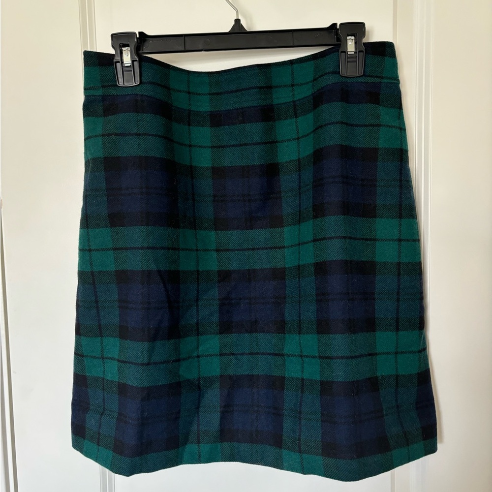 J. Crew Green and Blue Black Watch A-Line Mini Skirt